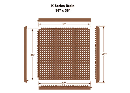 حصائر K-Series® المتشابكة للتصريف (أسود / طيني محروق)