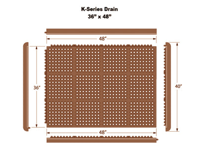 حصائر K-Series® المتشابكة للتصريف (أسود / طيني محروق)